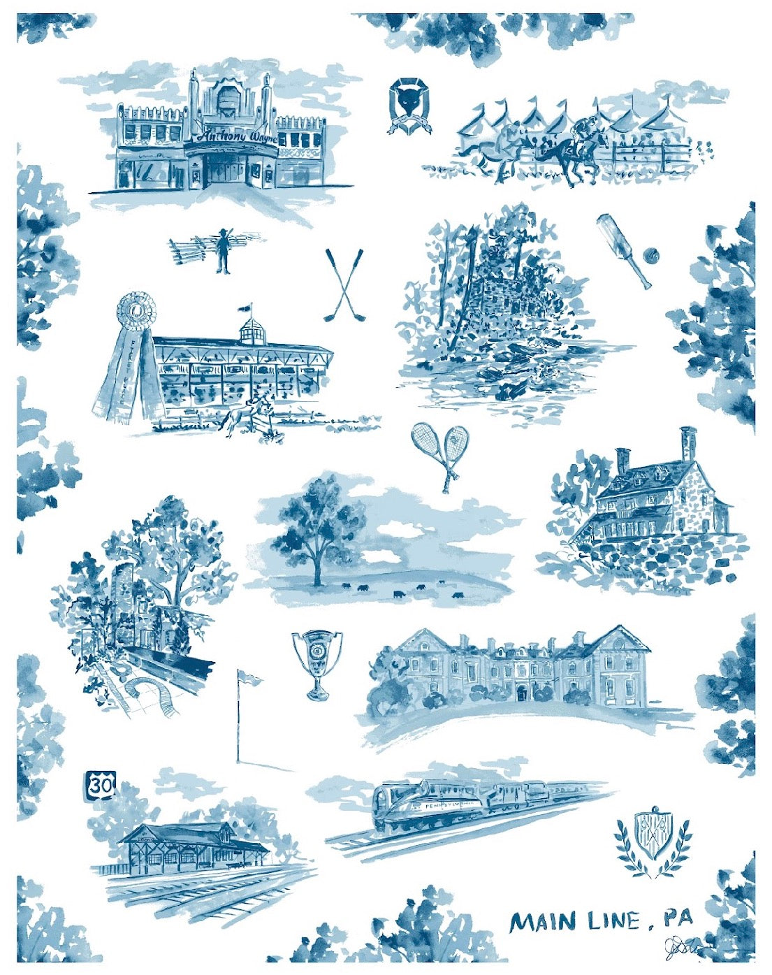 Main Line Toile Art Print