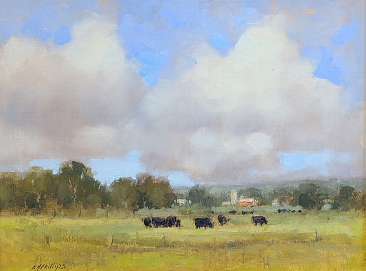 Cloudy Summer Graze | 9 x 12 |  15.5 x 18.5 (framed)