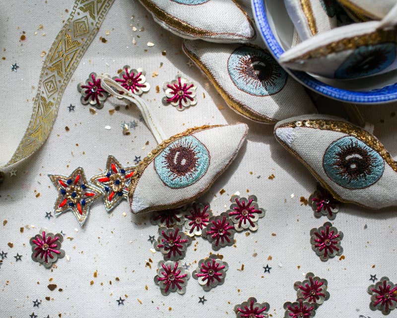 Evil Eye, Cotton & Lavender Stuffed Ornament