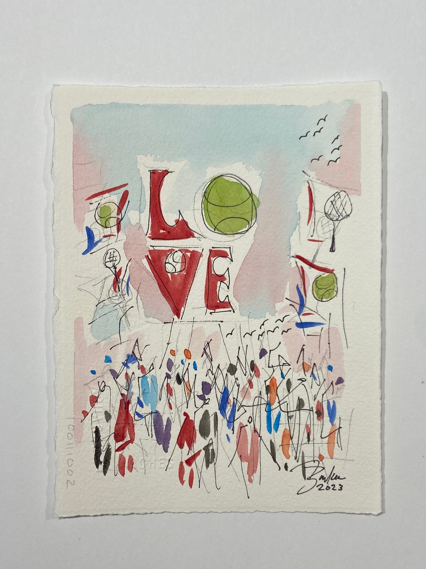 Tennis X LOVE No. 2 | Watercolor | 6 x 8