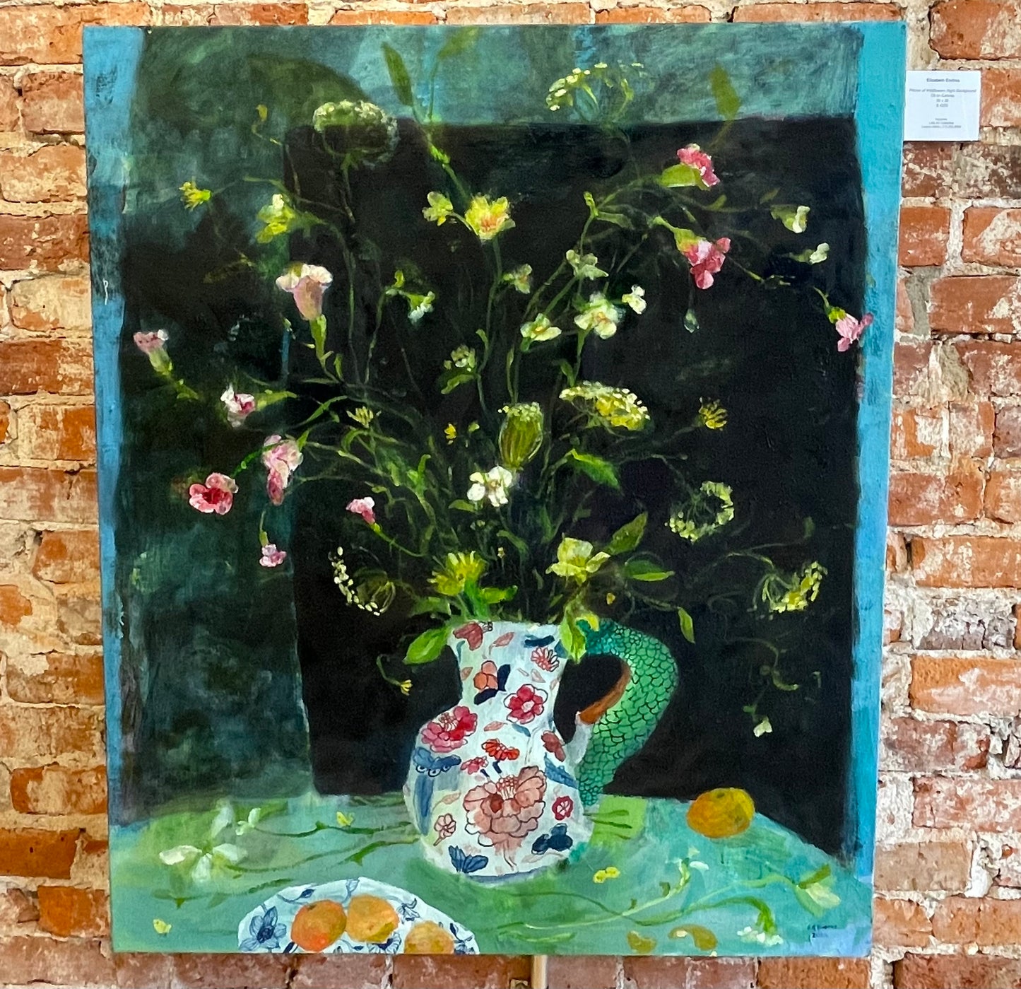 Pitcher of Wildflowers Night Background | 36" x 30"