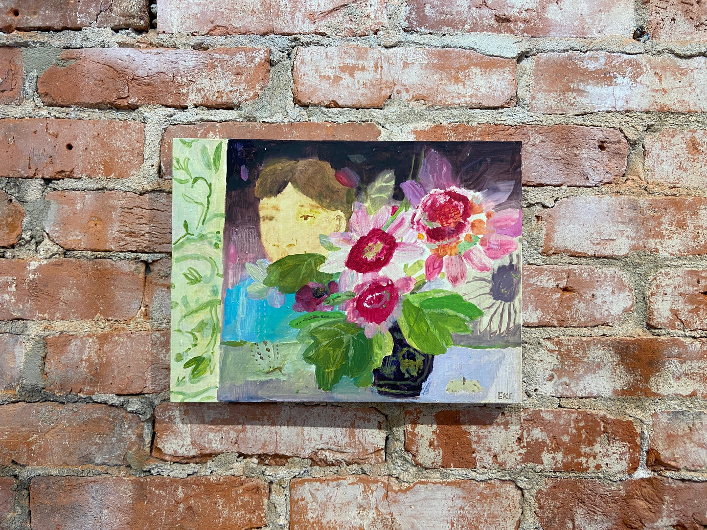 Little Pot of Pink Flowers | 12 x 9