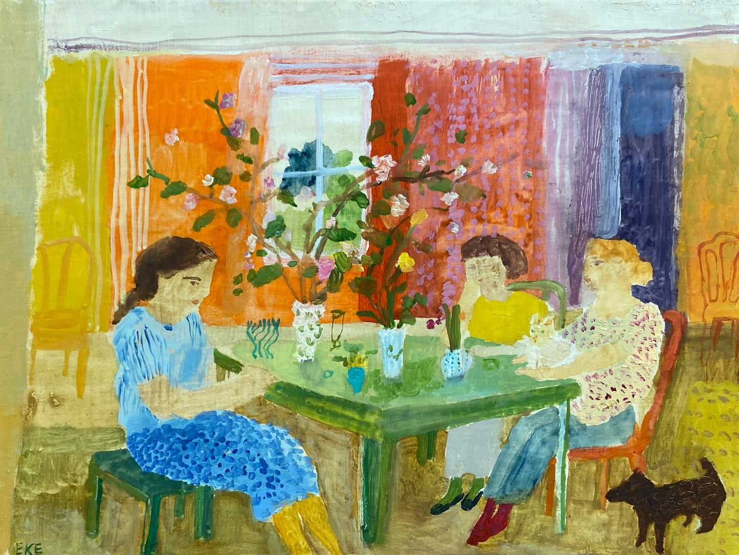 Trio in an Orange Room | 12 x 9