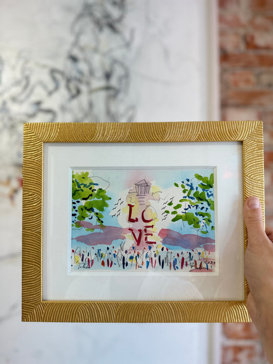 LOVE  |  Philadelphia Watercolor Framed II  | 11 x 13