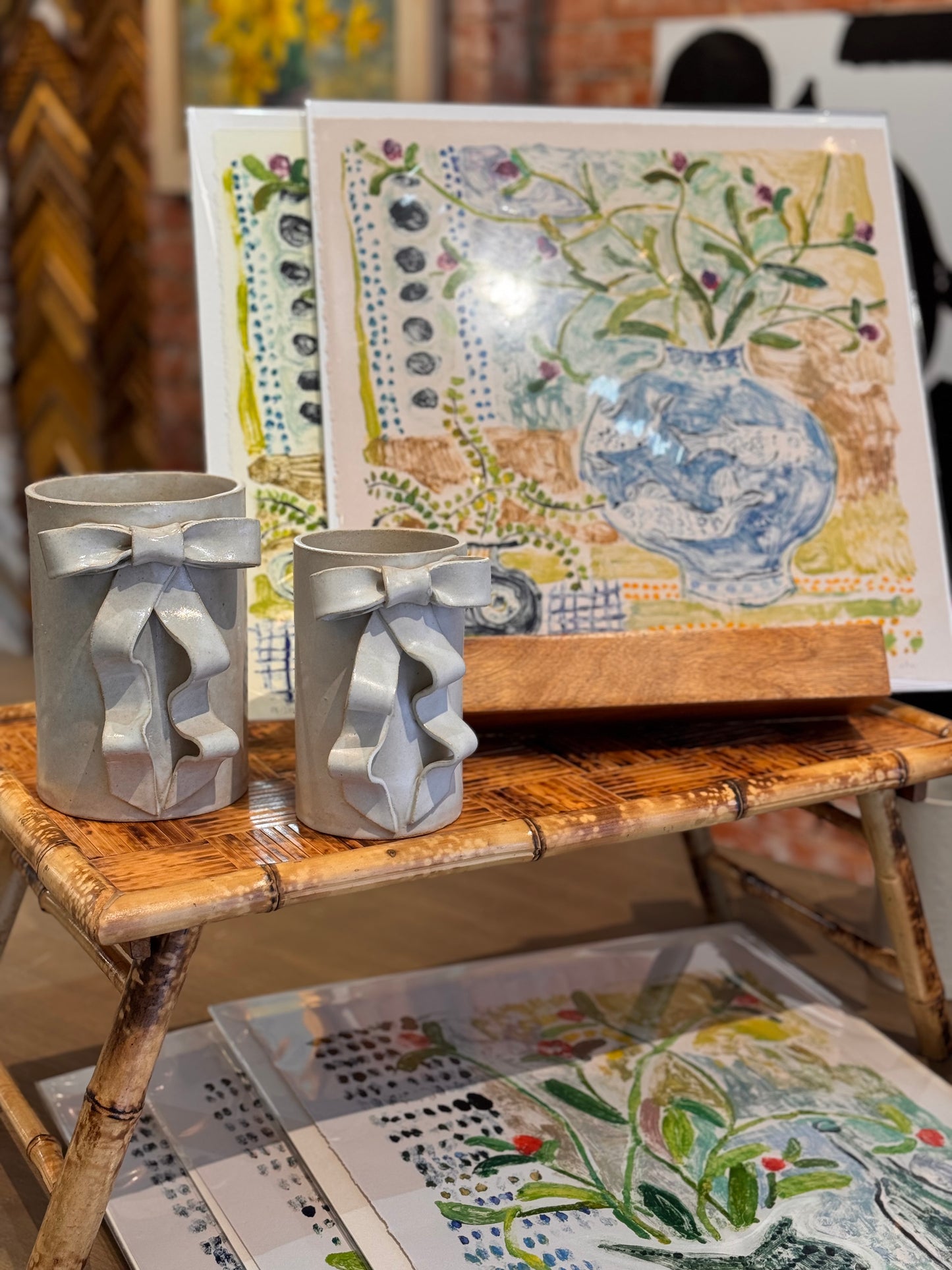 Stoneware Ribbon Bow Vases