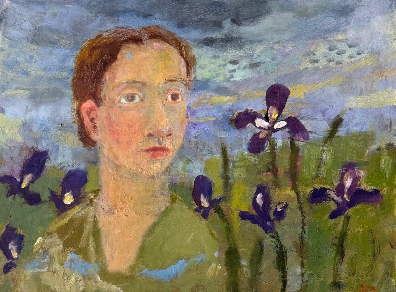 Violets and Portrait (after Paula Modersohn Becker) | 9" x 12"