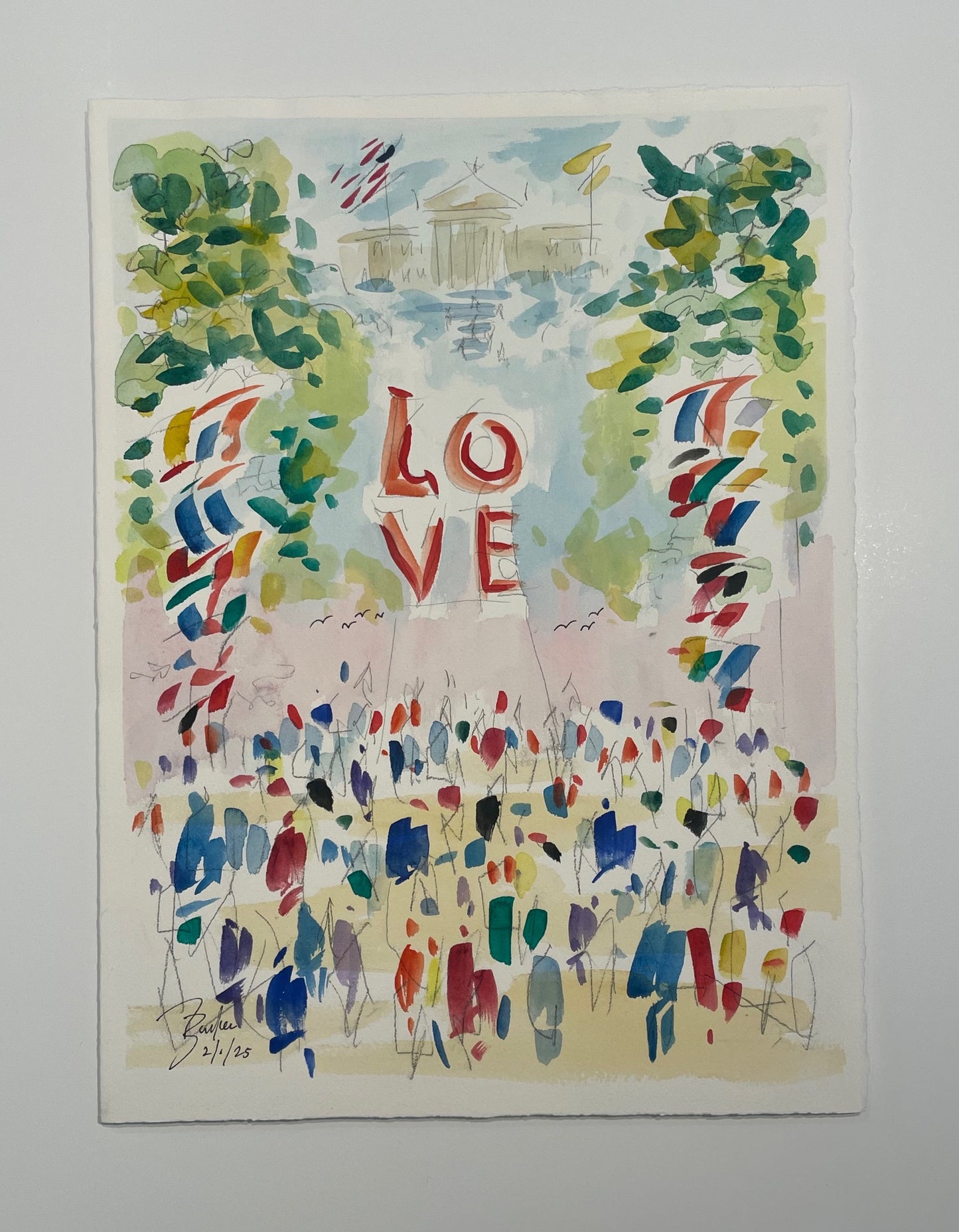 LOVE, Philadelphia Watercolor V | 11 x 15