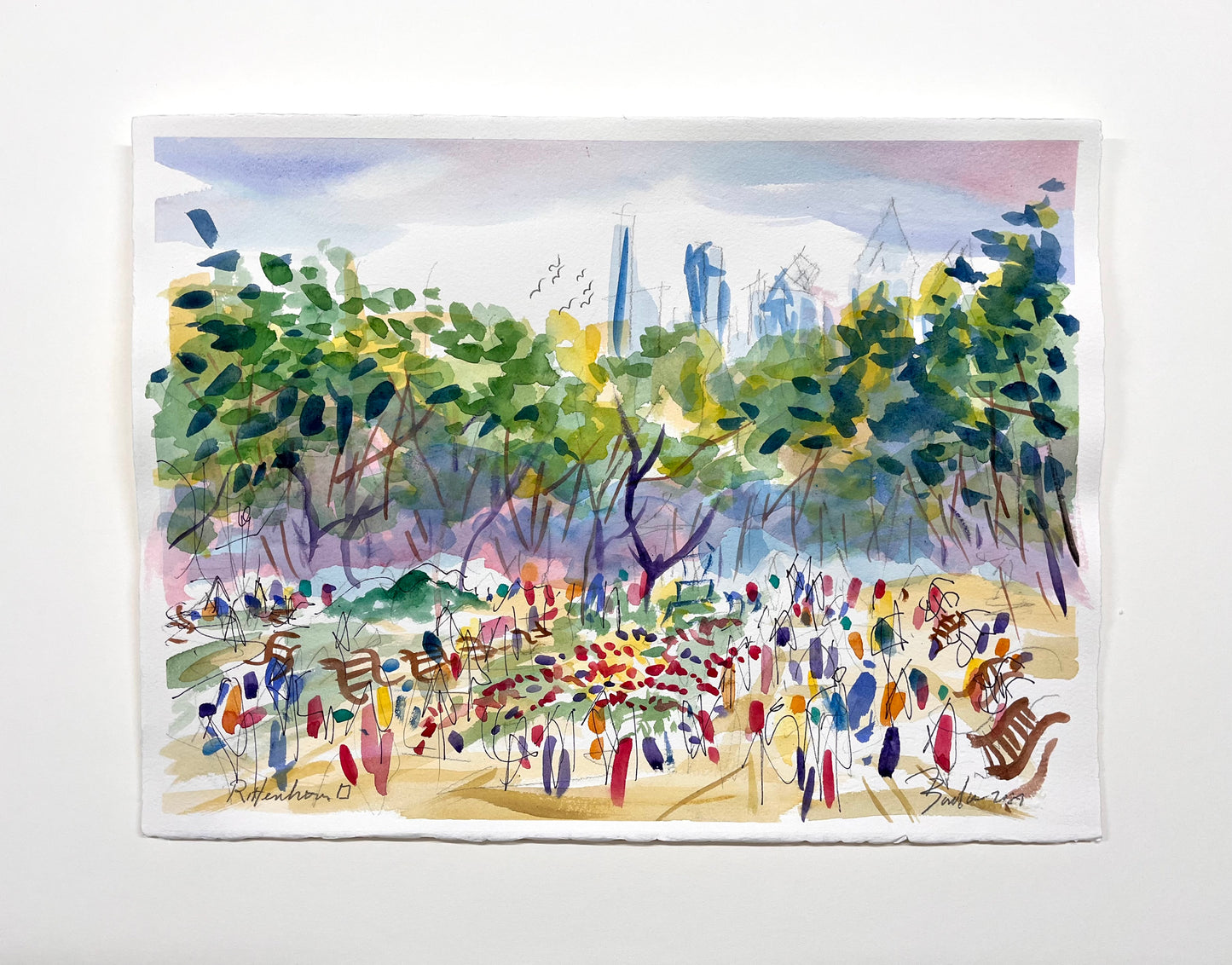 Rittenhouse Square, Philadelphia Watercolor I | 11 x 15