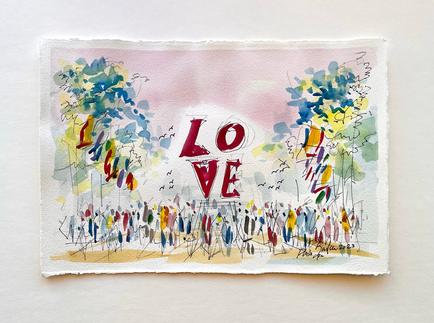 LOVE, Philadelphia Watercolor XII | 7.5 x 11