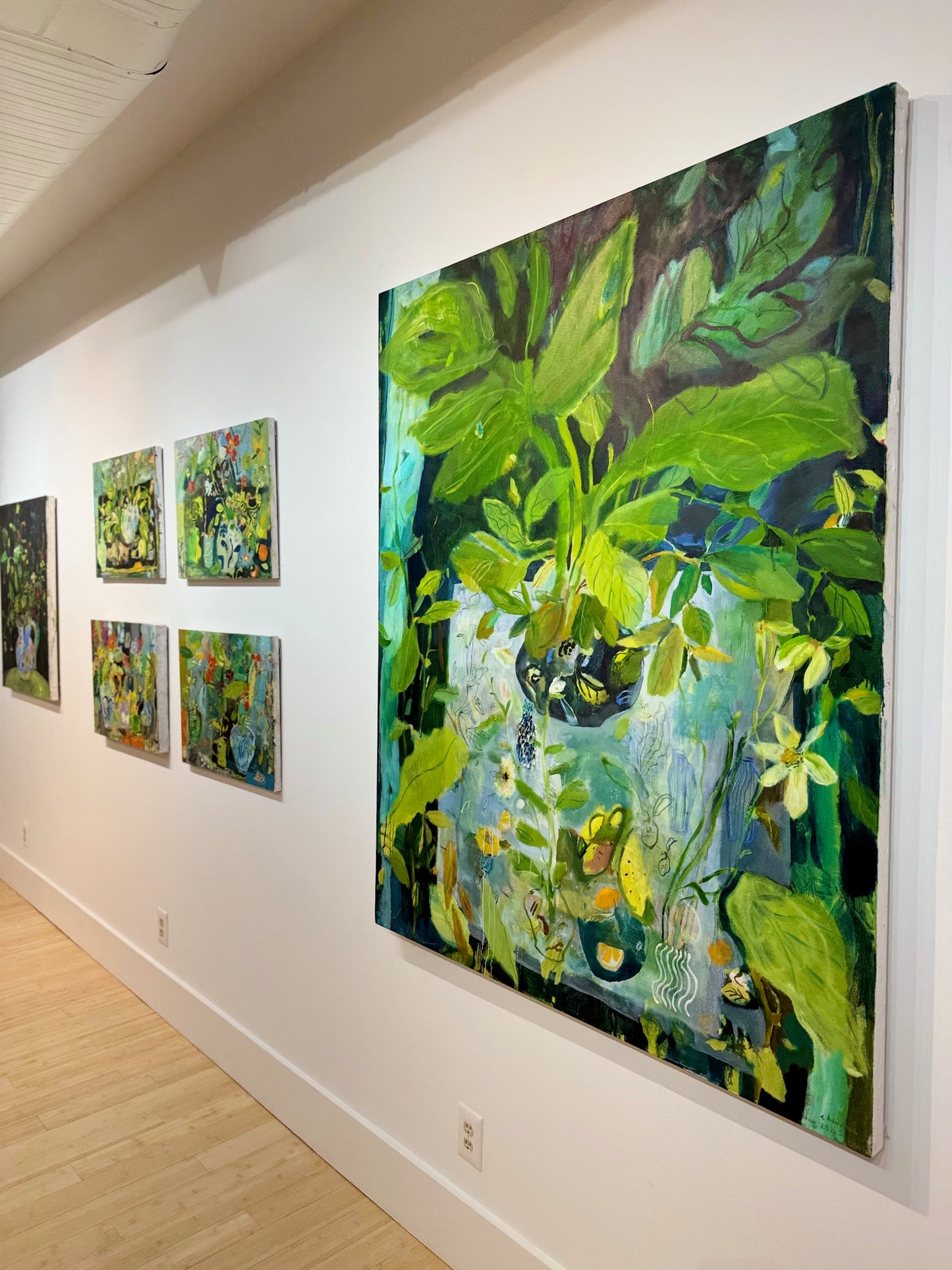 Climbing Vines Philodendron and Fiddle Leaf Fig Like Plants | 60" x 48"