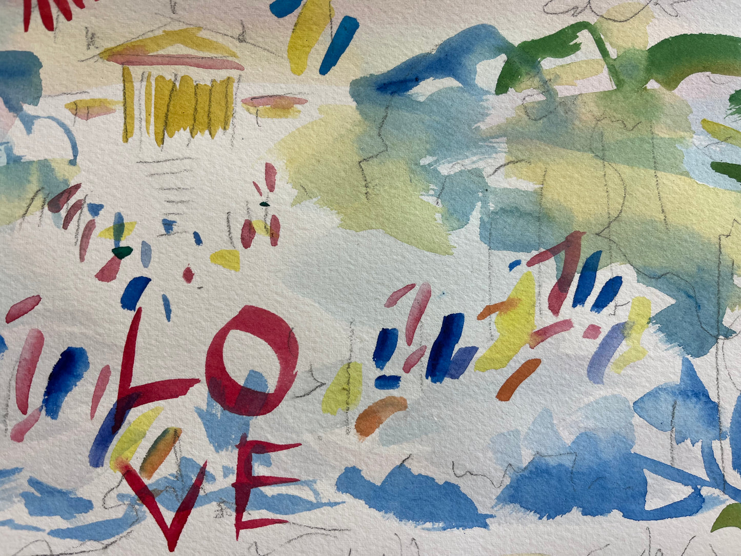 LOVE Park, Philadelphia Watercolor II | 11 x 15