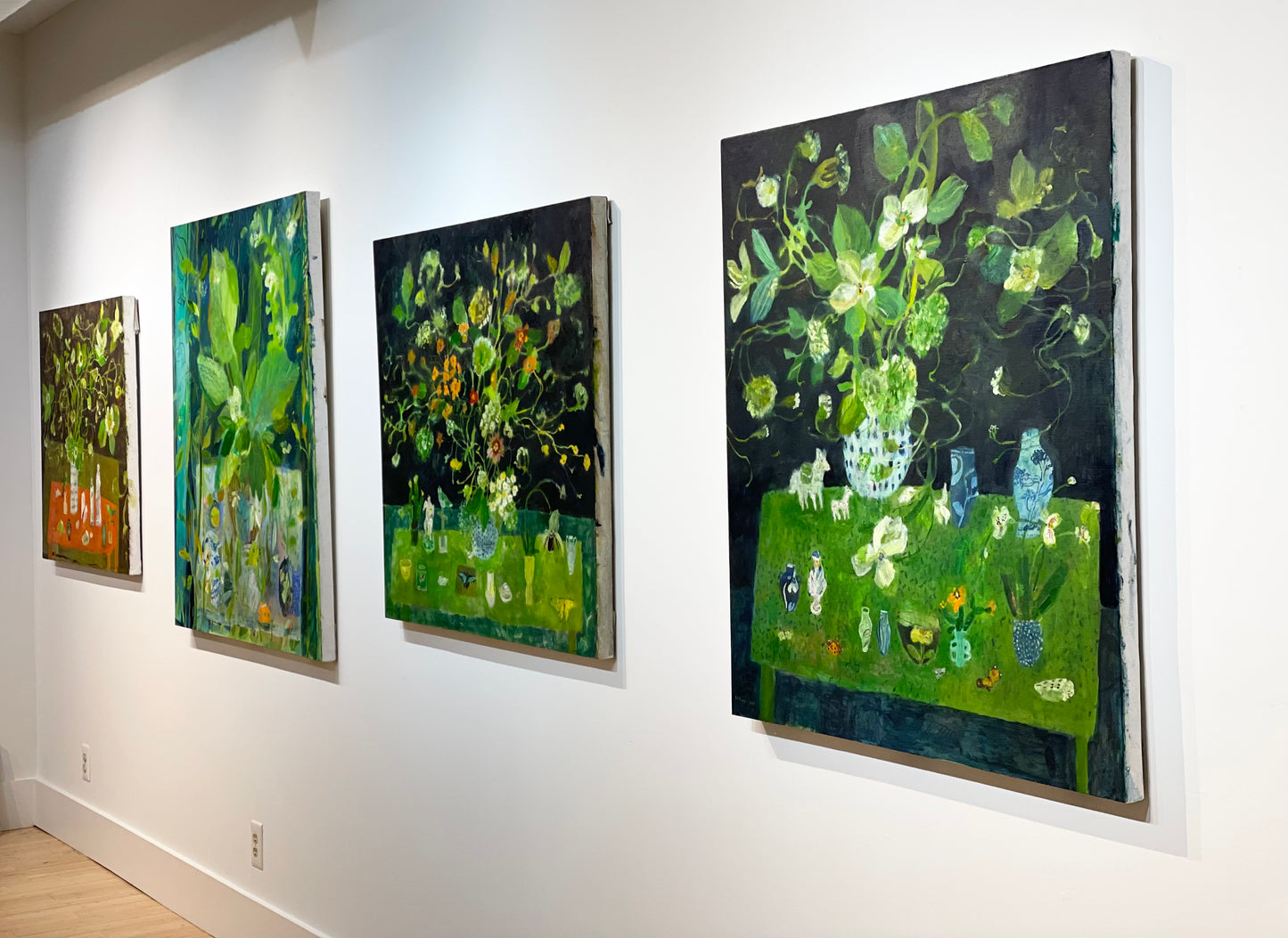 Blue, Greens Pottery and Figurines | 40" x 36"