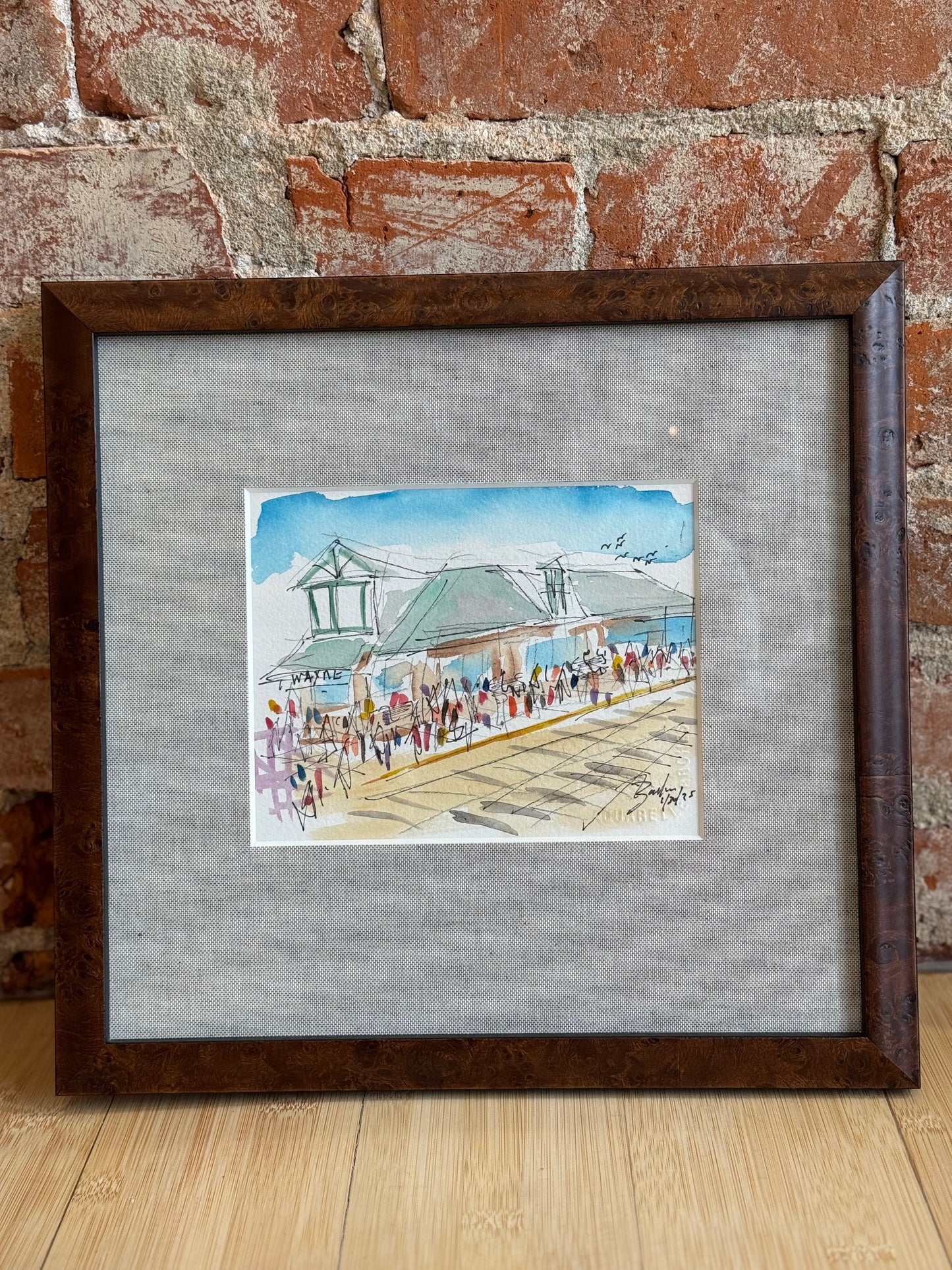Wayne Train Station II  | Custom Framed  12" x 12.5"