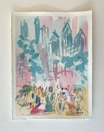 Rittenhouse Square in Pink Watercolor | 6 x 8