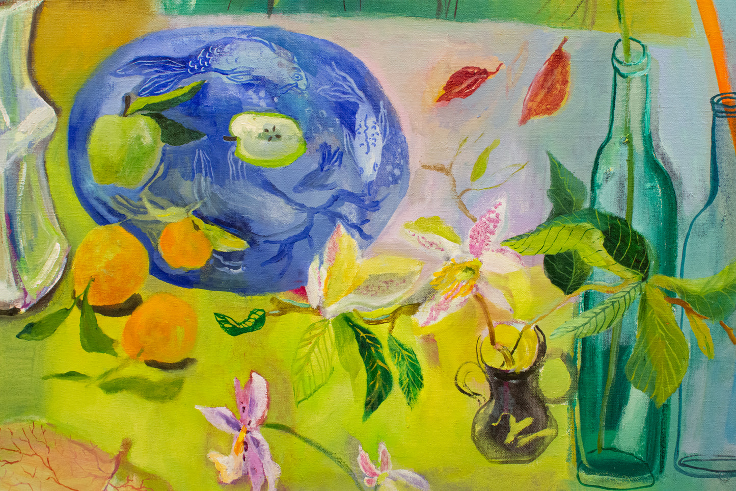 Plants and Bottles and Geranium | 46" x 38" x 2"