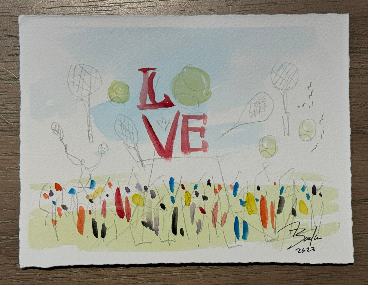 Tennis X LOVE No. 3 | Watercolor | 6 x 8