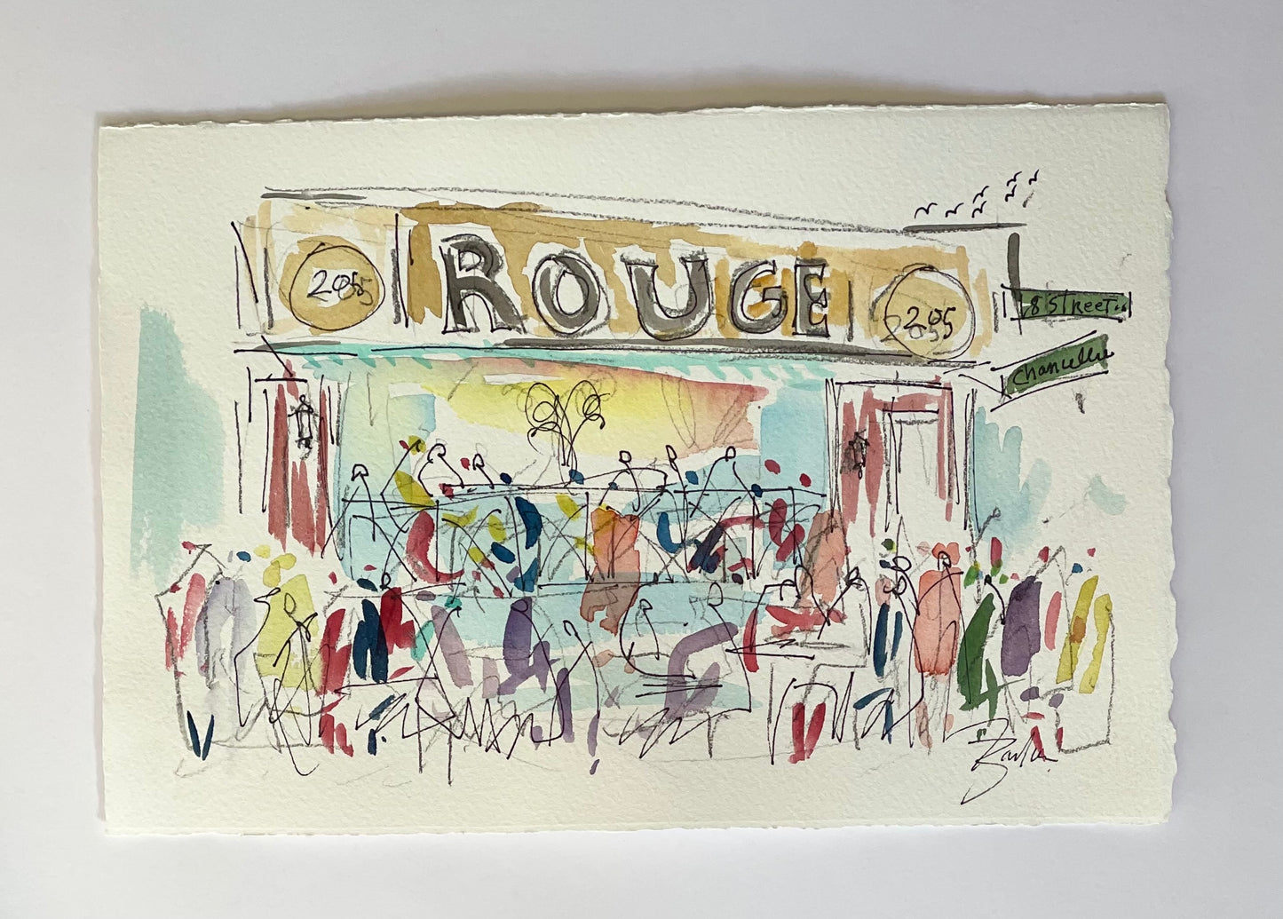 Rouge, Philadelphia Watercolor | 7.5 x 11