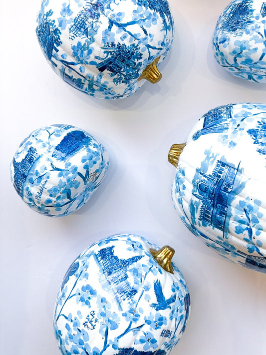 Hand-Painted Philly Pumpkin | Blue