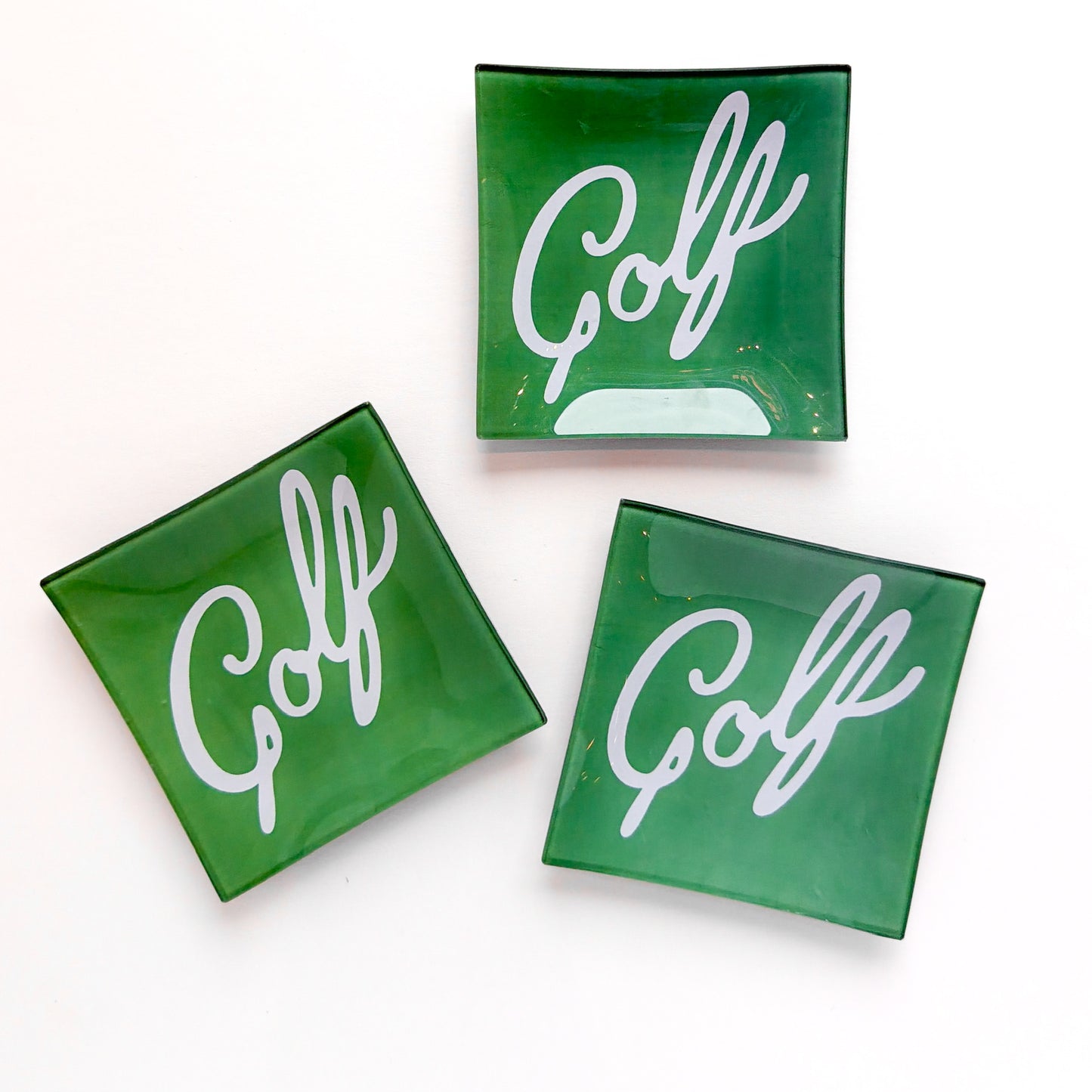 Golf Script Decoupage Glass Tray