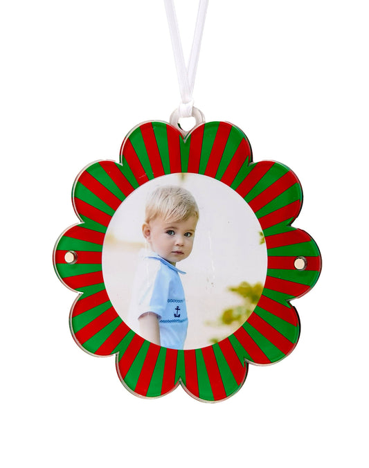 Acrylic Scallop Ornamnent | Green & Red