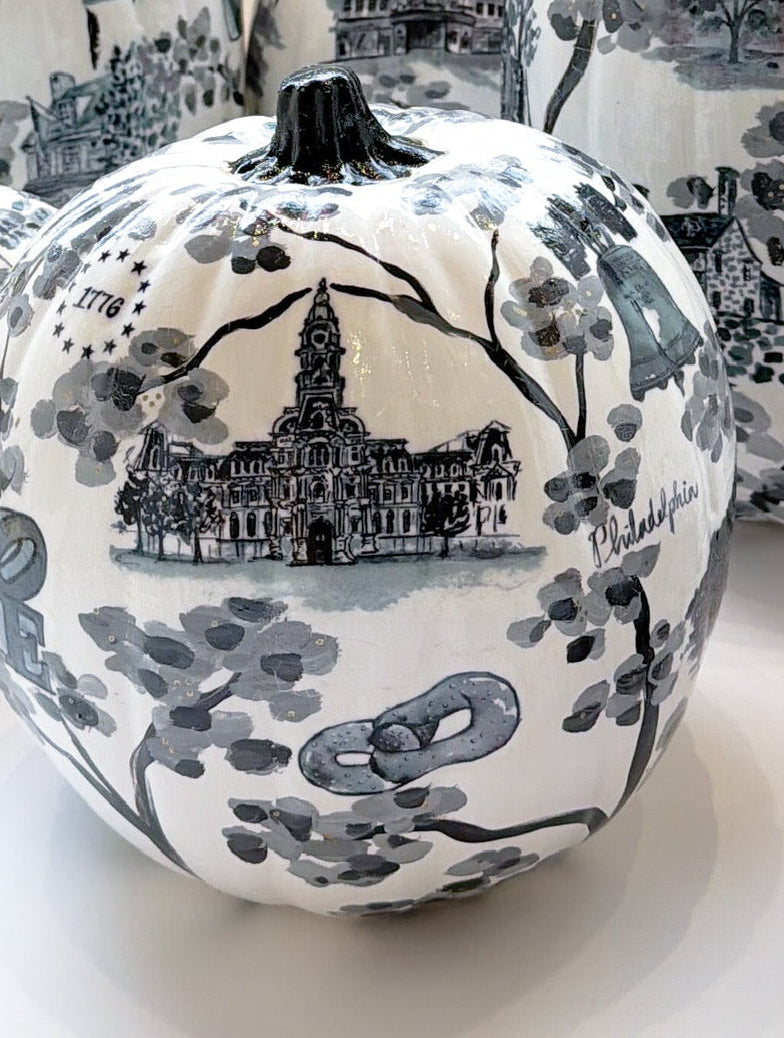 Hand-Painted Philly Pumpkin | Black