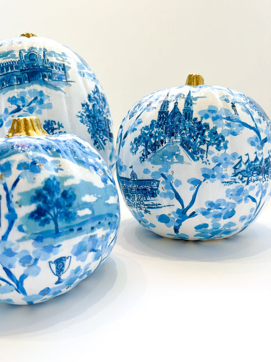 Hand-Painted Main Line Pumpkin | Blue