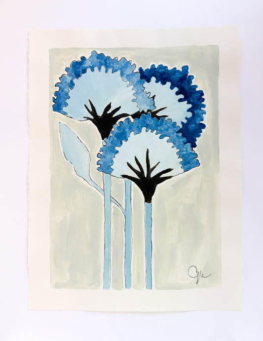 3 Blue Blooms |  23 x 30