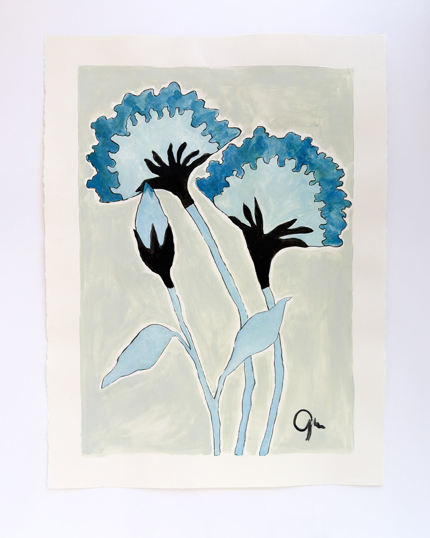 2 Blue Blooms and a Bud |  23 x 30