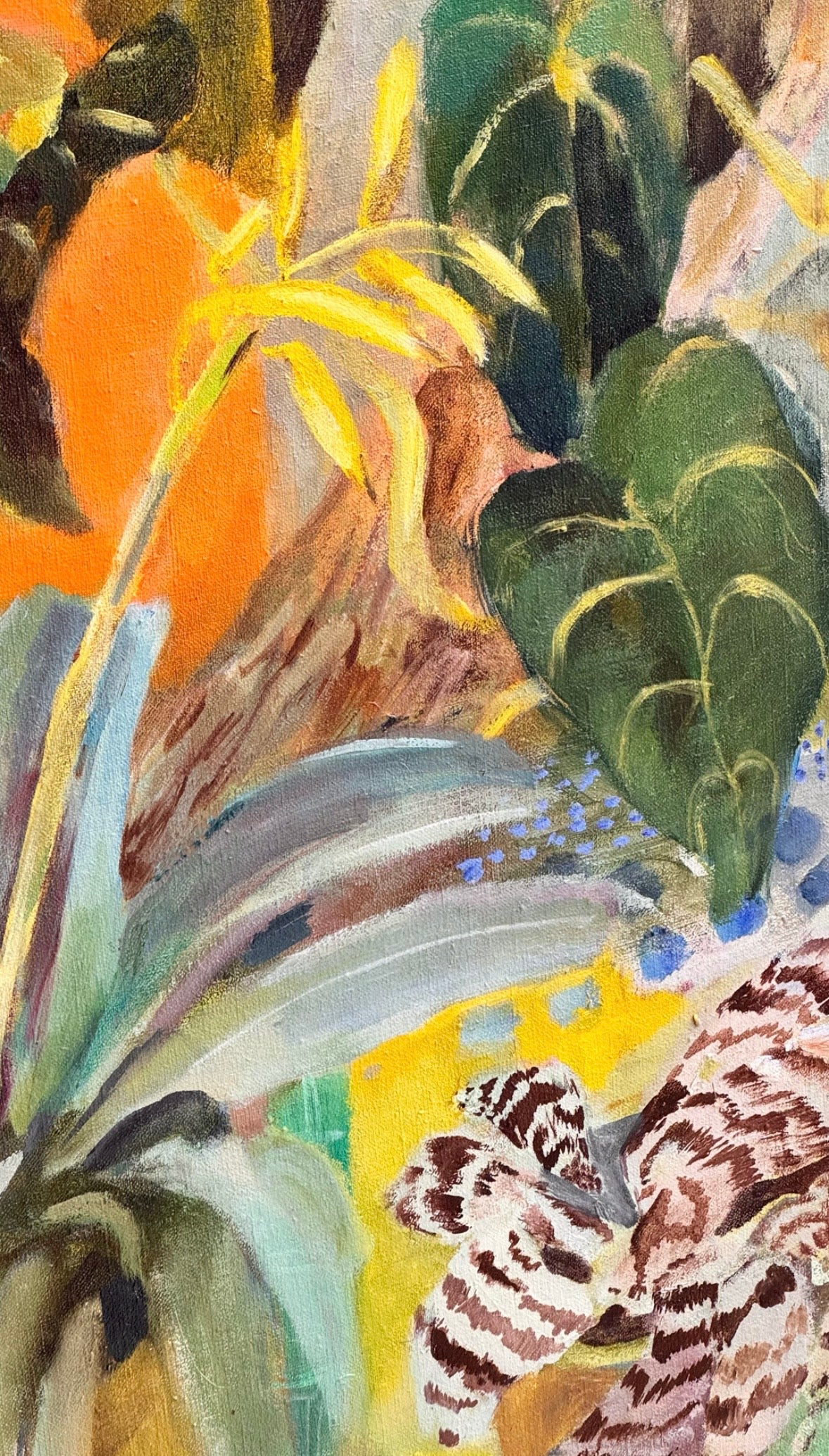 Red Check and Succulents   | 36" x 40" x 1.5"