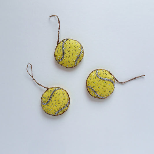 Handmade Irish Linen Tennis Ball Ornament