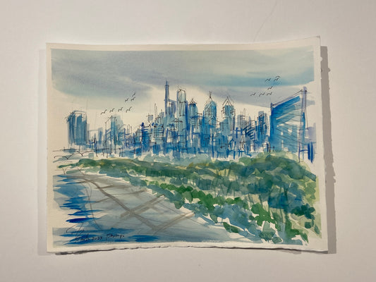 Skyline | Philadelphia Watercolor  | 11 x 15