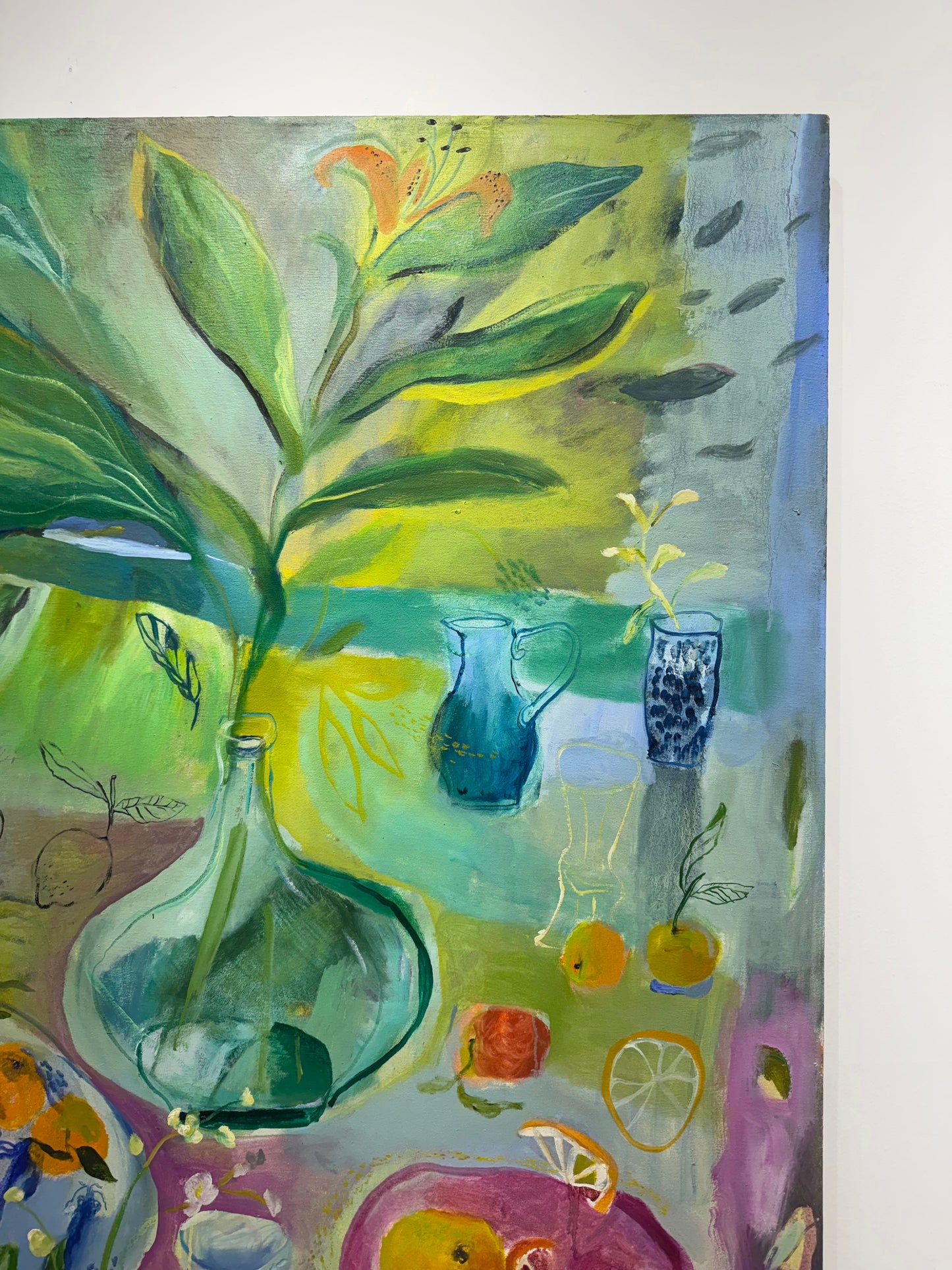 Joe Pye Weed and Oranges | 48" x 50" x 2"