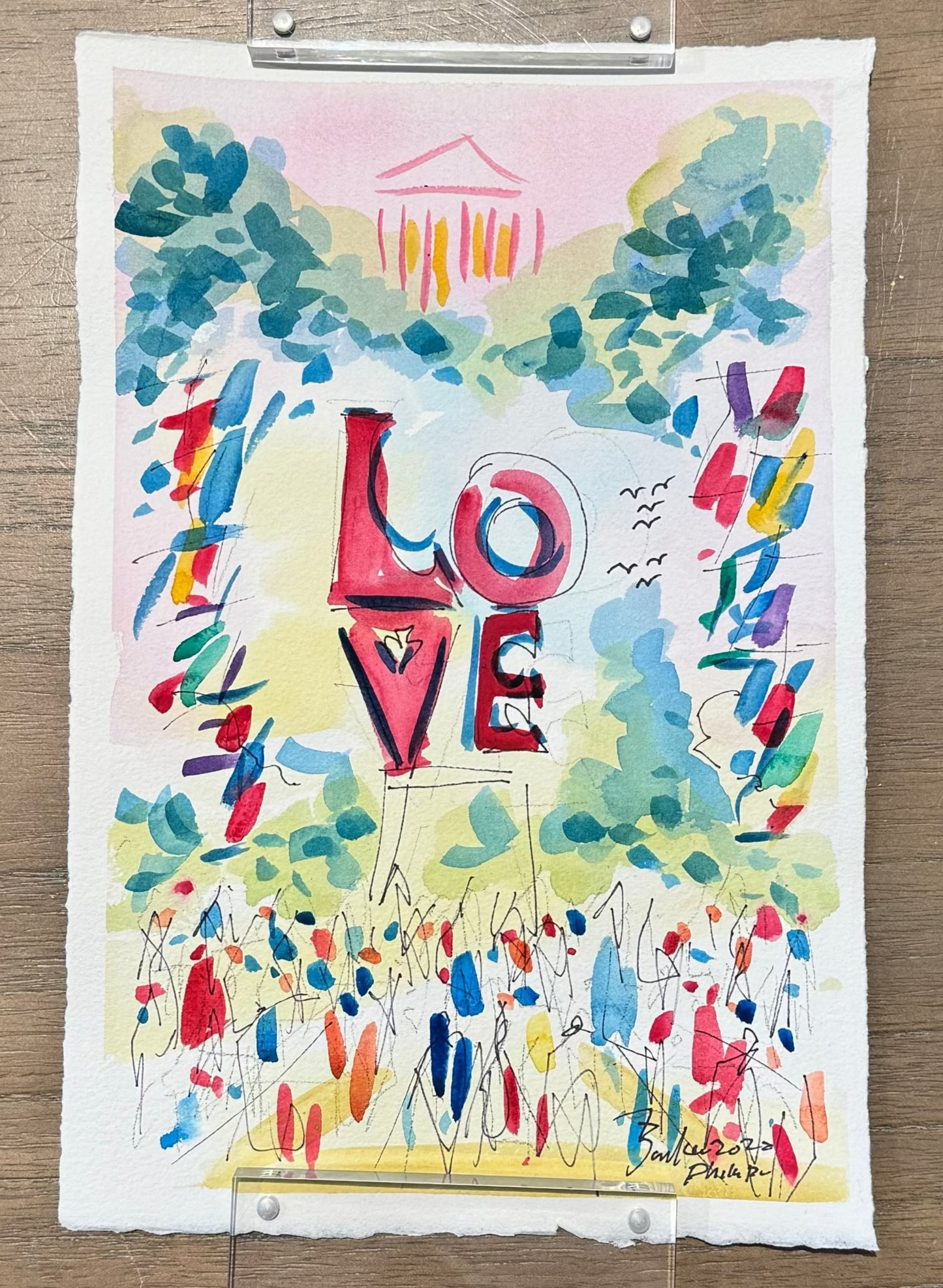 LOVE, Philadelphia Watercolor VI  | 7.5 x 11