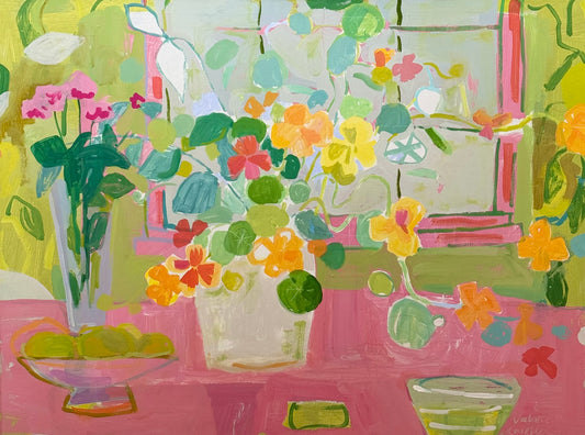 Pink Table with Flowers  |  36 x 48
