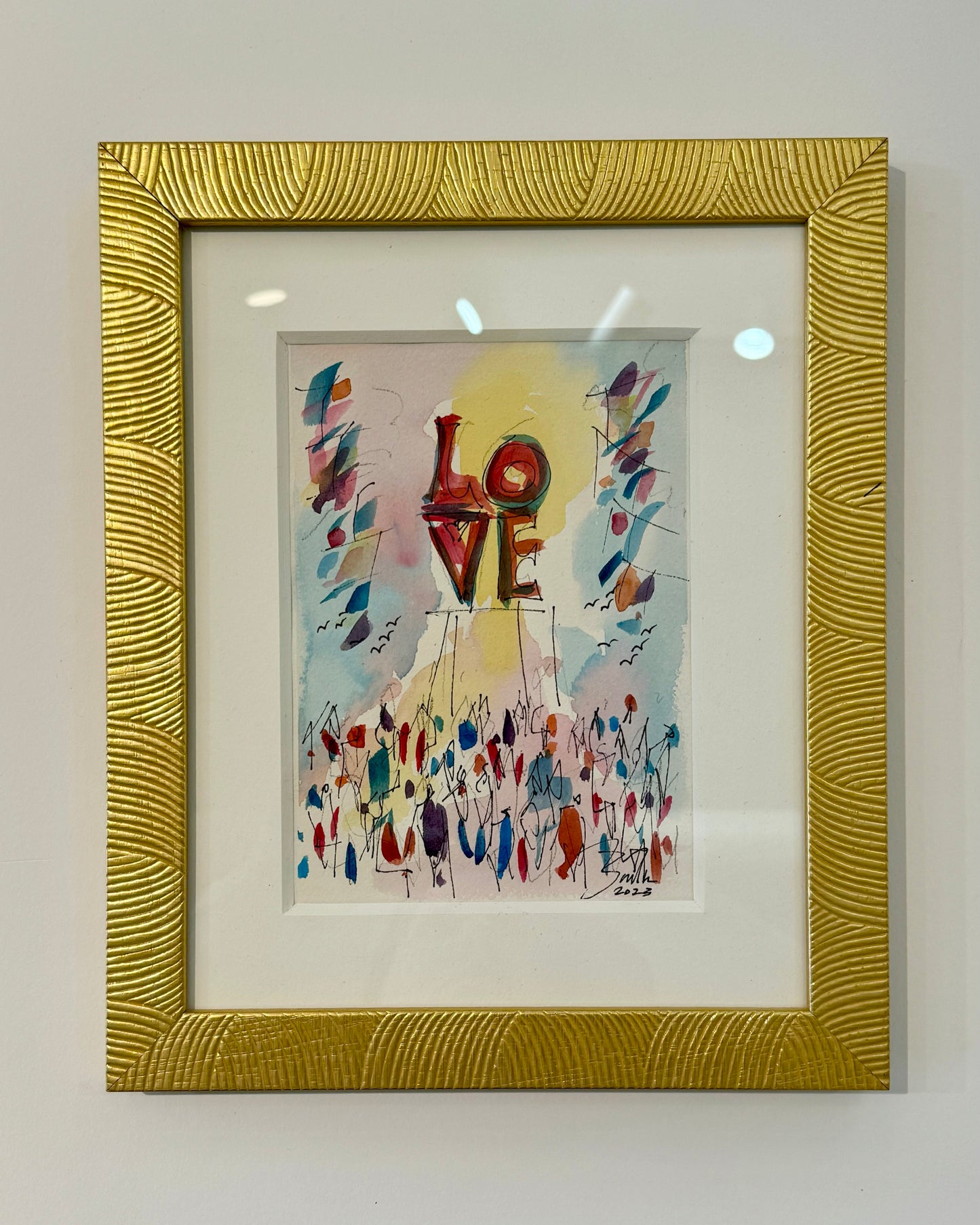 LOVE  |  Philadelphia Watercolor Framed III  | 11 x 13
