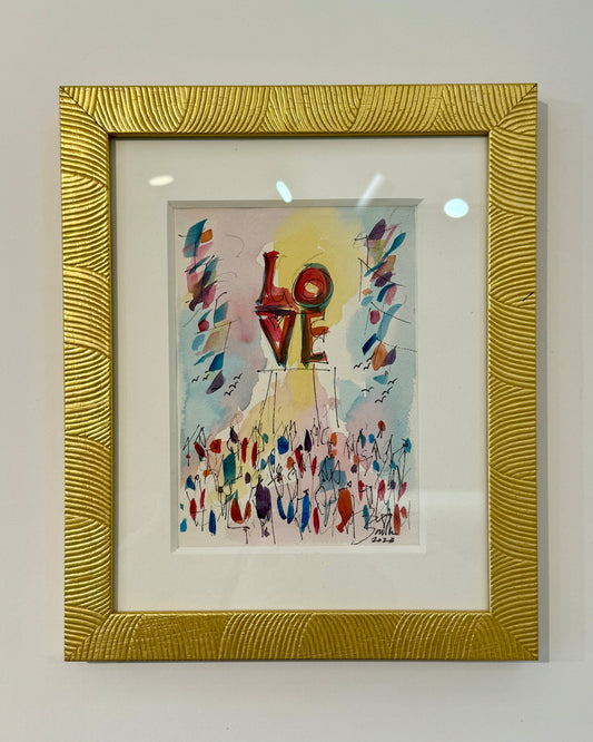 LOVE  |  Philadelphia Watercolor Framed III  | 11 x 13