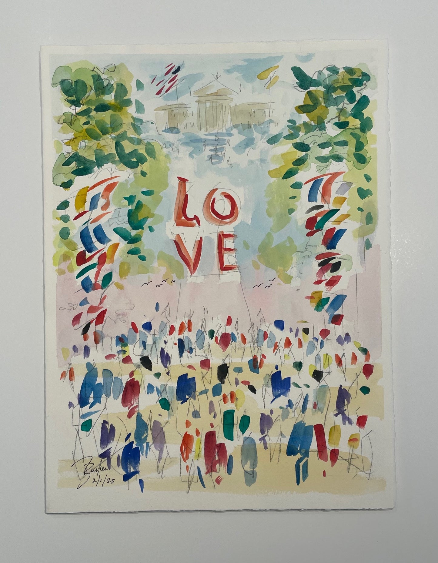 LOVE, Philadelphia Watercolor V  | 11 x 15