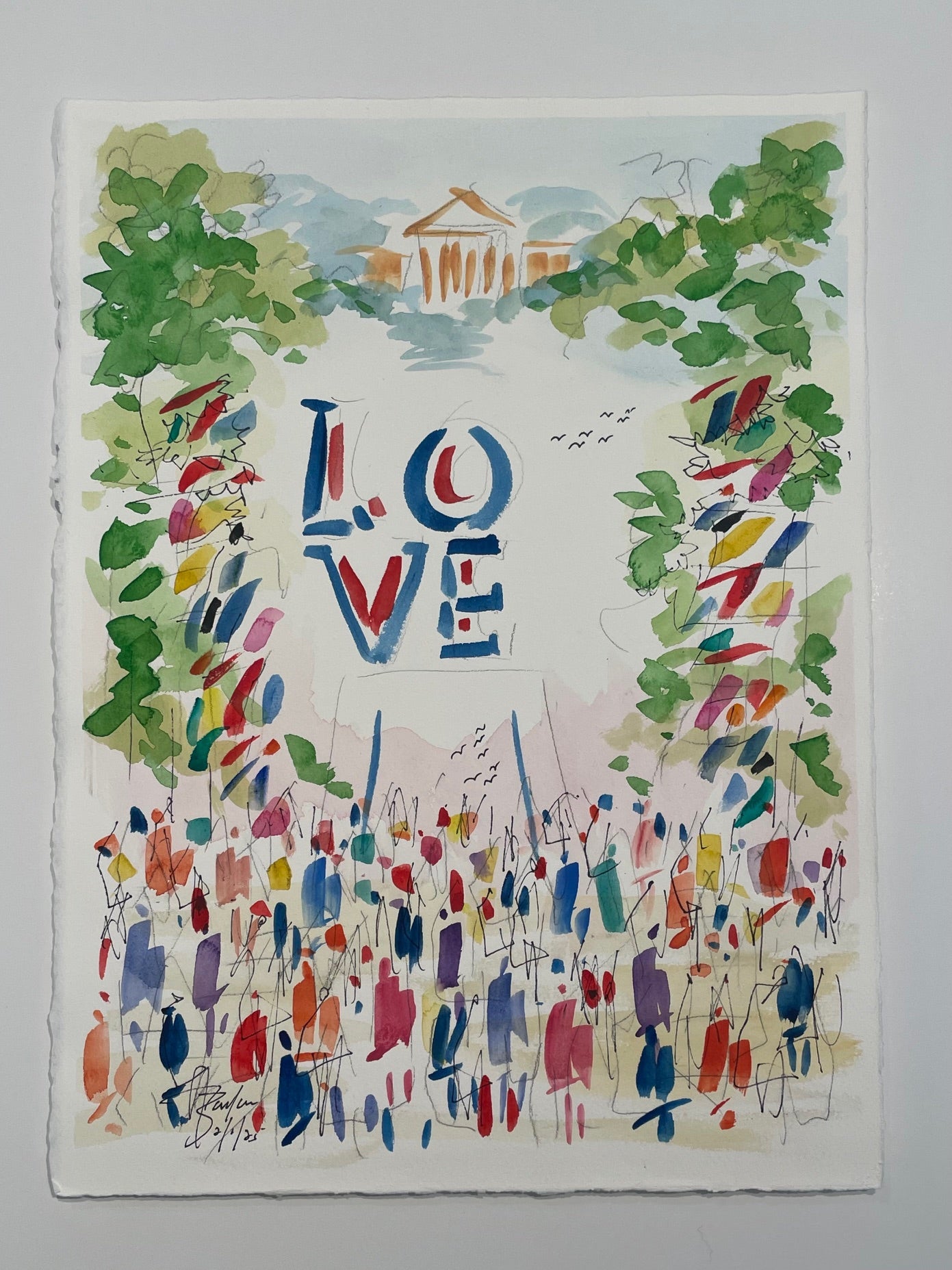 LOVE, Philadelphia Watercolor IV  | 11 x 15