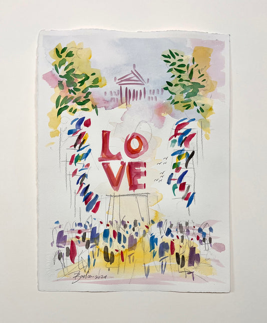 LOVE, Philadelphia Watercolor III  | 11 x 15