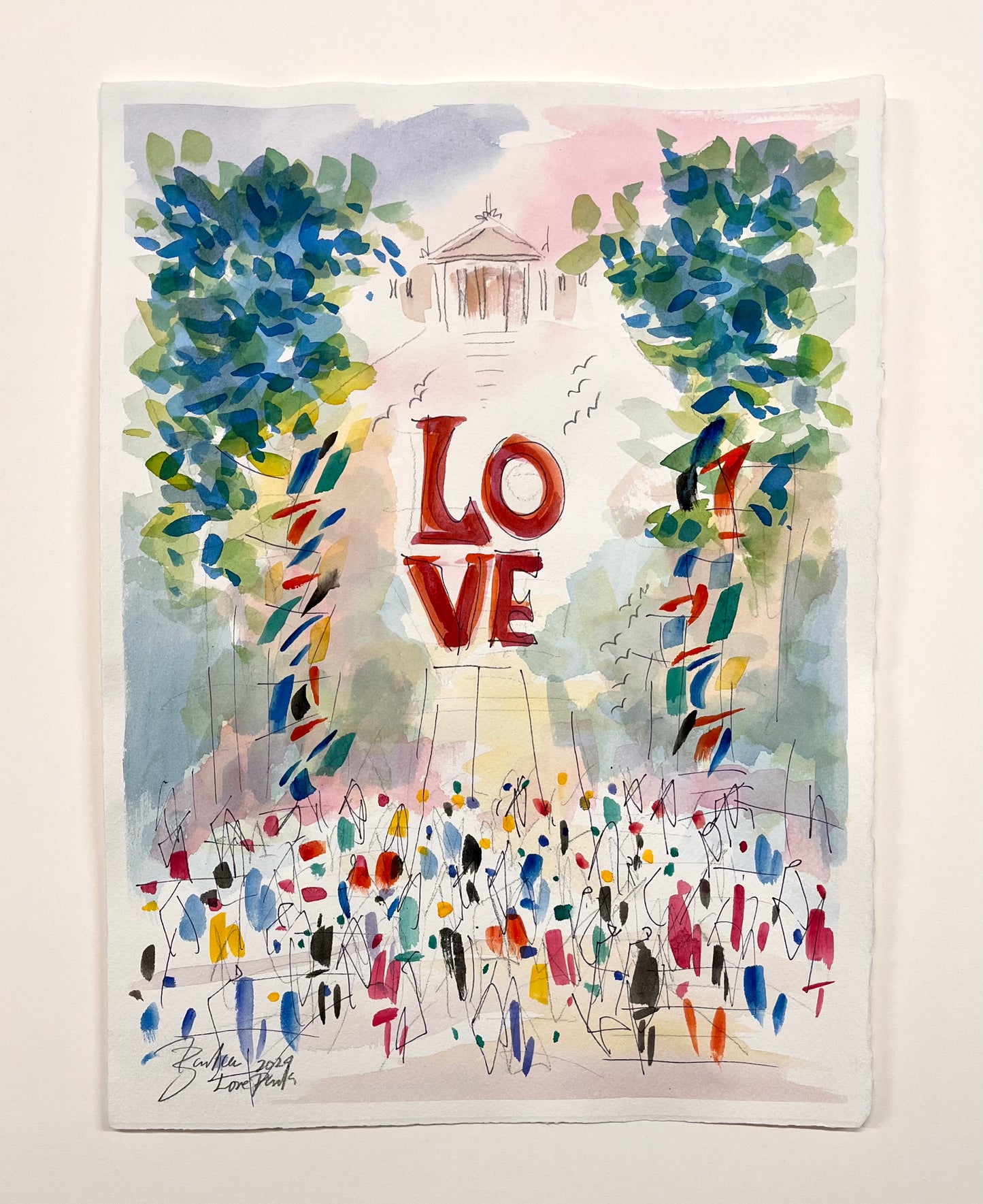 LOVE, Philadelphia Watercolor II  | 11 x 15