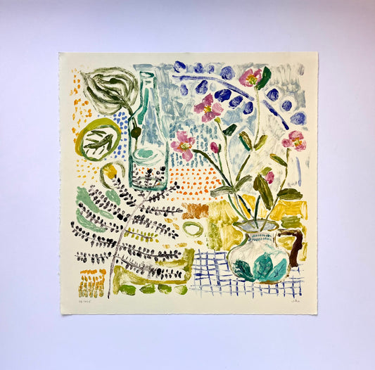 Orange Blooms & Fern No. 4 | 15" x 15"