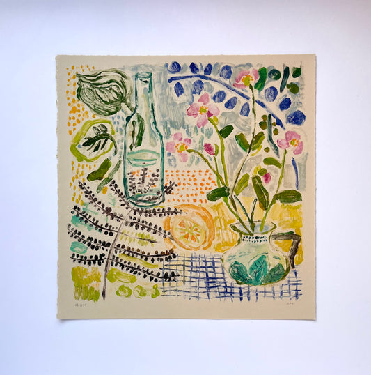 Orange Blooms & Fern No. 3 | 15" x 15"