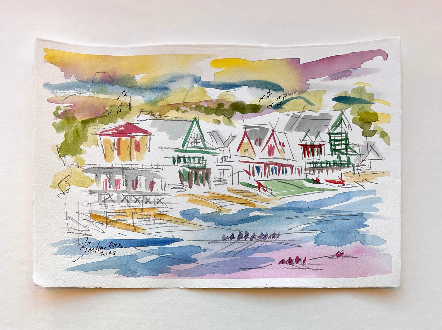 Boat House Row, Philadelphia Watercolor VI | 7.5 x 11