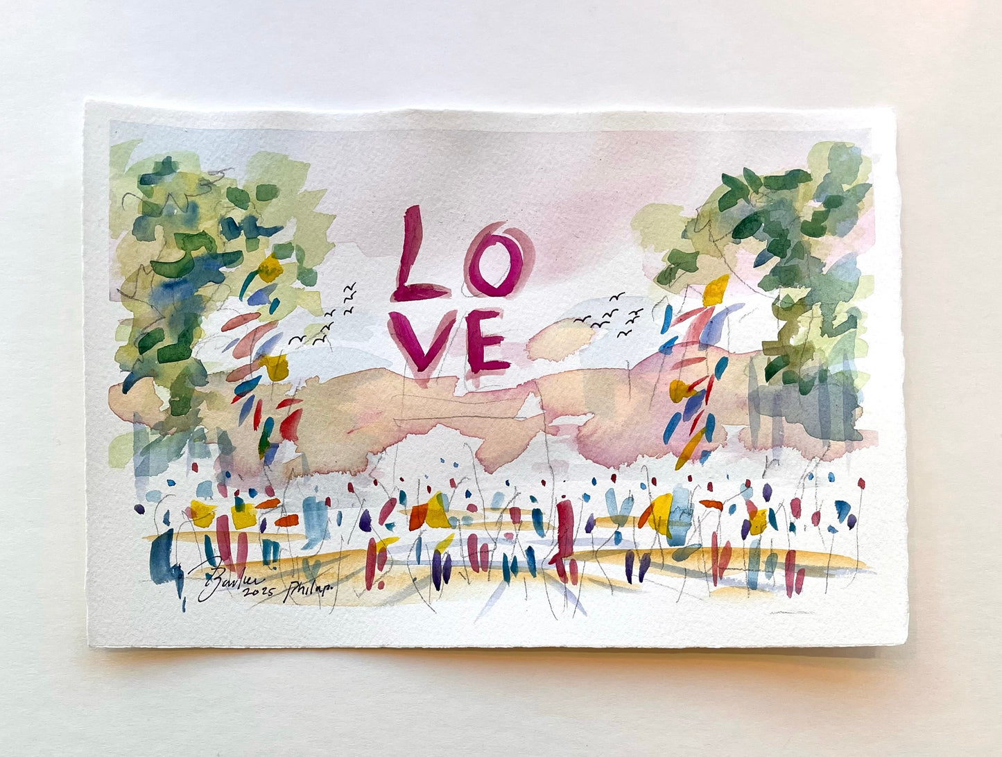LOVE, Philadelphia Watercolor X | 7.5 x 11