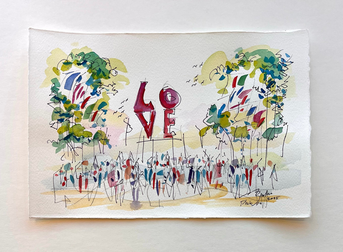 LOVE, Philadelphia Watercolor XI | 7.5 x 11