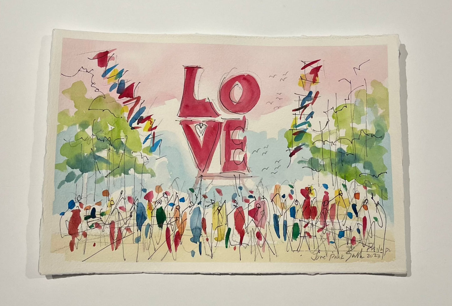 LOVE, Philadelphia Watercolor II  | 7.5 x 11