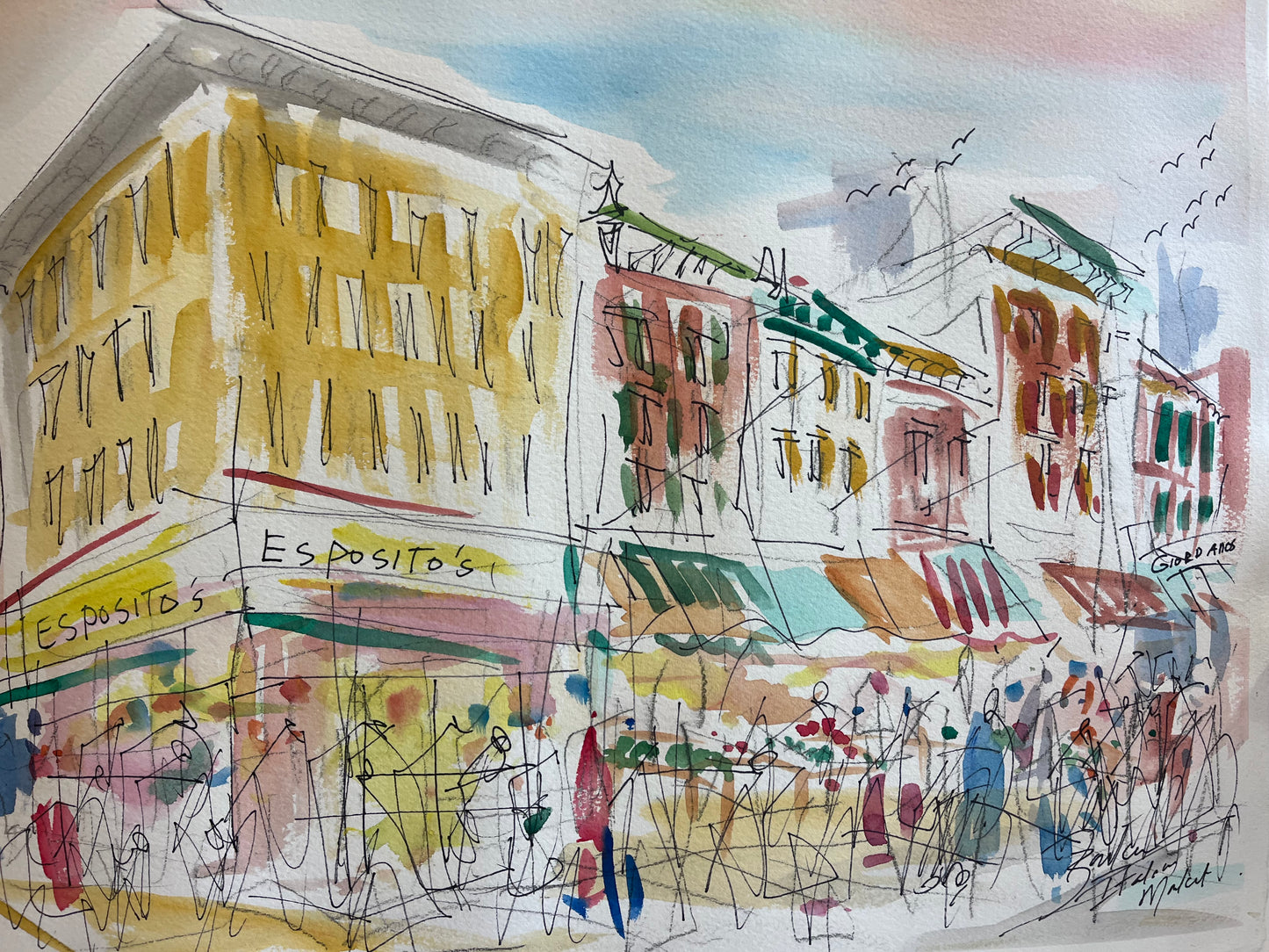 Italian Market, Philadelphia Watercolor II  | 11 x 15