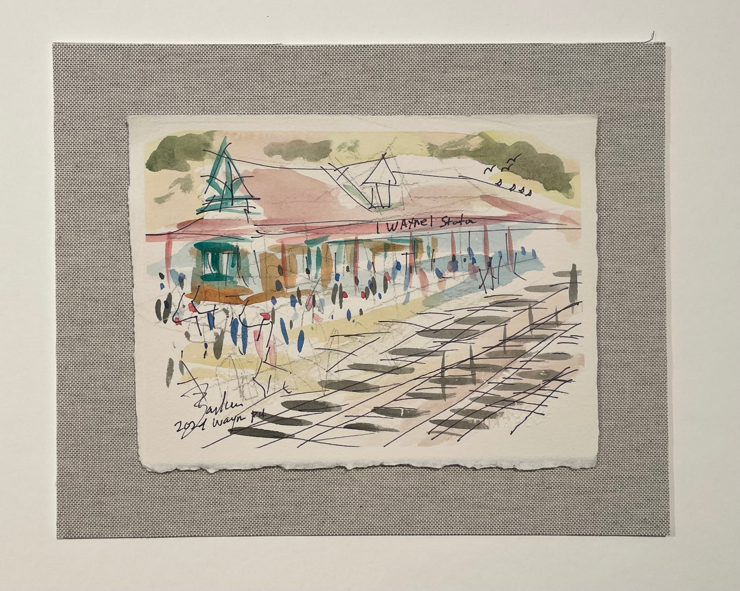 Wayne Train Station |  Watercolor Framed III | 11 x 13