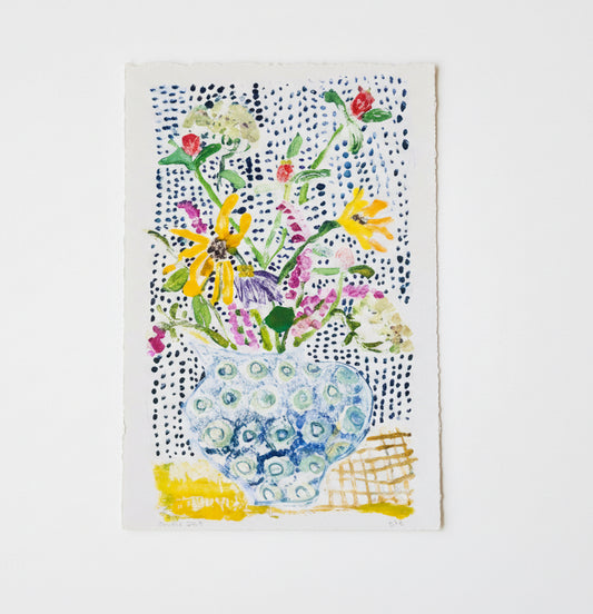 Blue Vase with Spring Flowers No. 3 | 7.5” x 11”