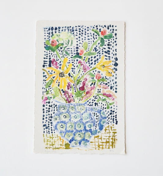 Blue Vase with Spring Flowers No. 4 | 7.5” x 11”